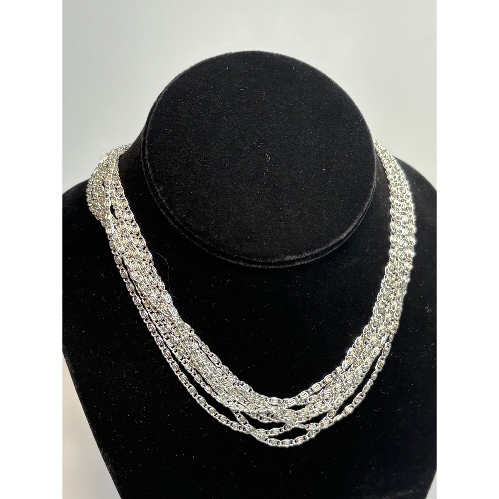 Necklace‎ Multi Strand Silver Tone Signed Sarah Coventry Dramatic Vintage